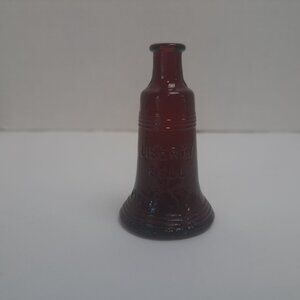 Wheaton NJ Liberty Bell Miniature Red Glass Bottle Collectible Vintage Embossed